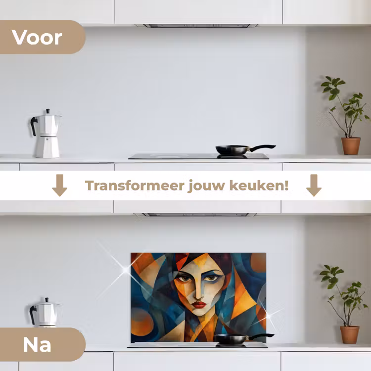 Portret - Abstract - Vormen keuken achterwand spatscherm klein -voor_na_NL