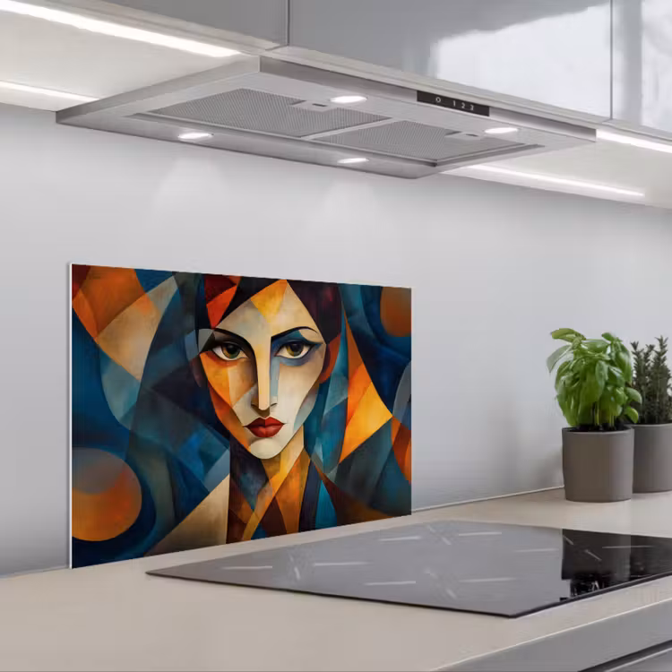 Portret - Abstract - Vormen keuken achterwand spatscherm klein -3d_schuin