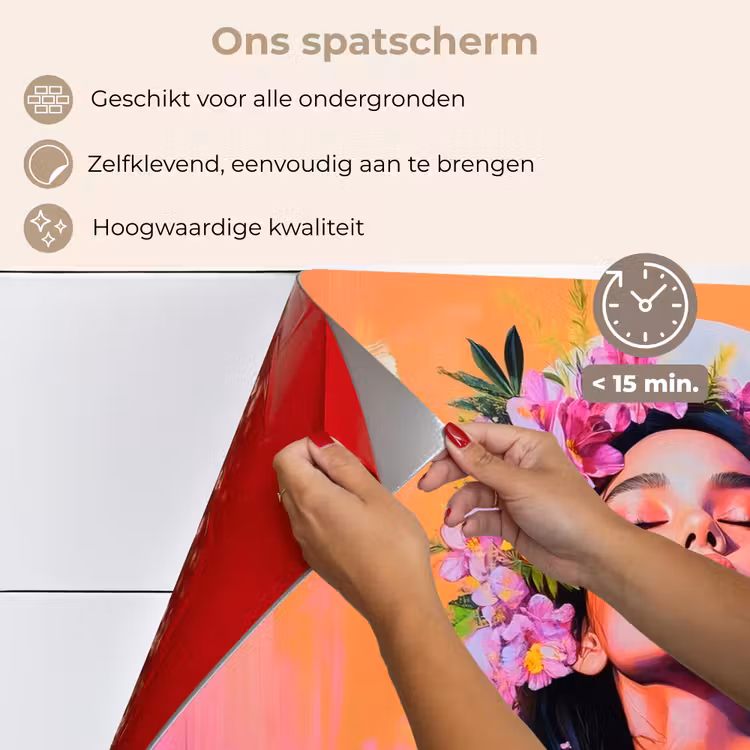 Portret - Bloemenkroon - Vrouw keuken achterwand spatscherm klein -spatscherm_NL