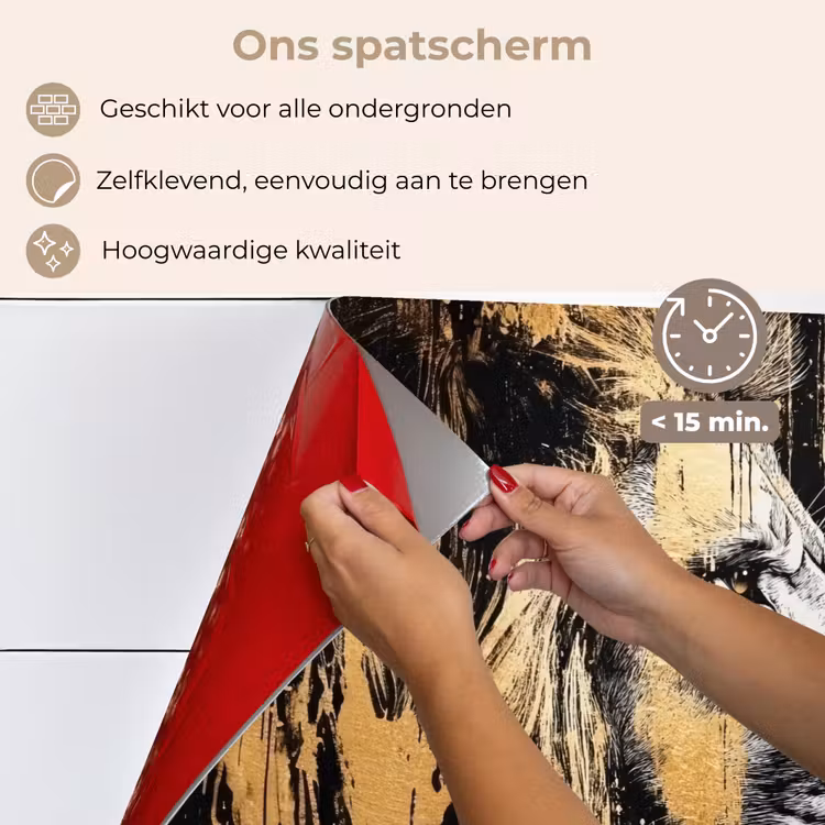 Portret - Leeuw - Abstract - Goud keuken achterwand spatscherm klein -spatscherm_NL