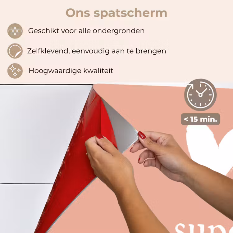 Presentje voor Moederdag super mama lichtroze/wit keuken achterwand spatscherm klein -spatscherm_NL
