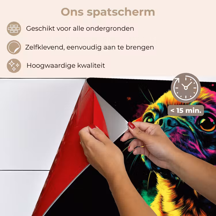 Puck - Hond - Verf - Kleuren keuken achterwand spatscherm klein -spatscherm_NL