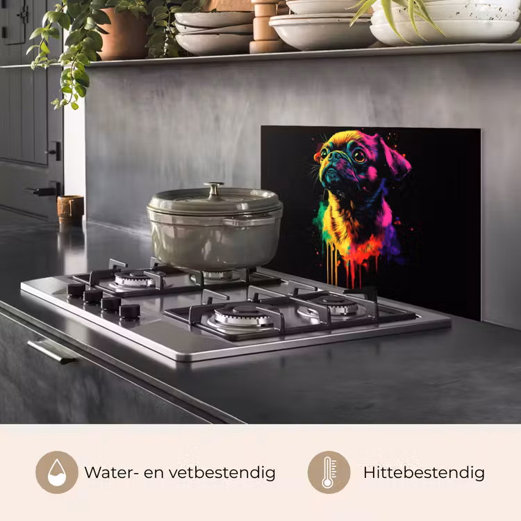 Puck - Hond - Verf - Kleuren keuken achterwand spatscherm klein -usp_NL