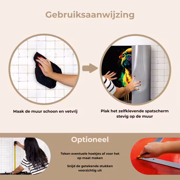 Puck - Hond - Verf - Kleuren keuken achterwand spatscherm klein -gebruiksaanwijzing_NL
