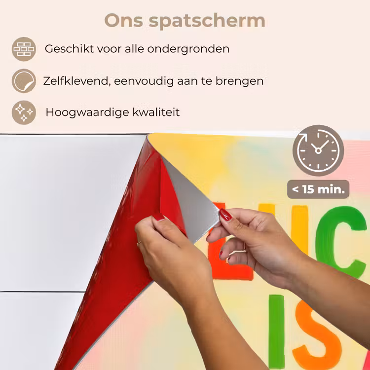 Quote - Lucky - Regenboogkleuren keuken achterwand spatscherm klein -spatscherm_NL