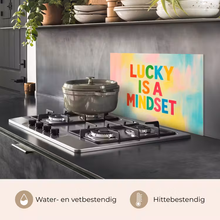 Quote - Lucky - Regenboogkleuren keuken achterwand spatscherm klein -usp_NL
