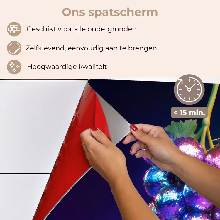 Quote - Neon - Disco - Druiven keuken achterwand spatscherm klein -spatscherm_NL