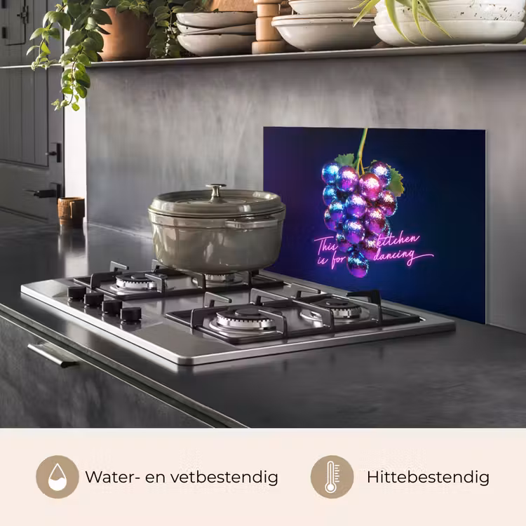 Quote - Neon - Disco - Druiven keuken achterwand spatscherm klein -usp_NL
