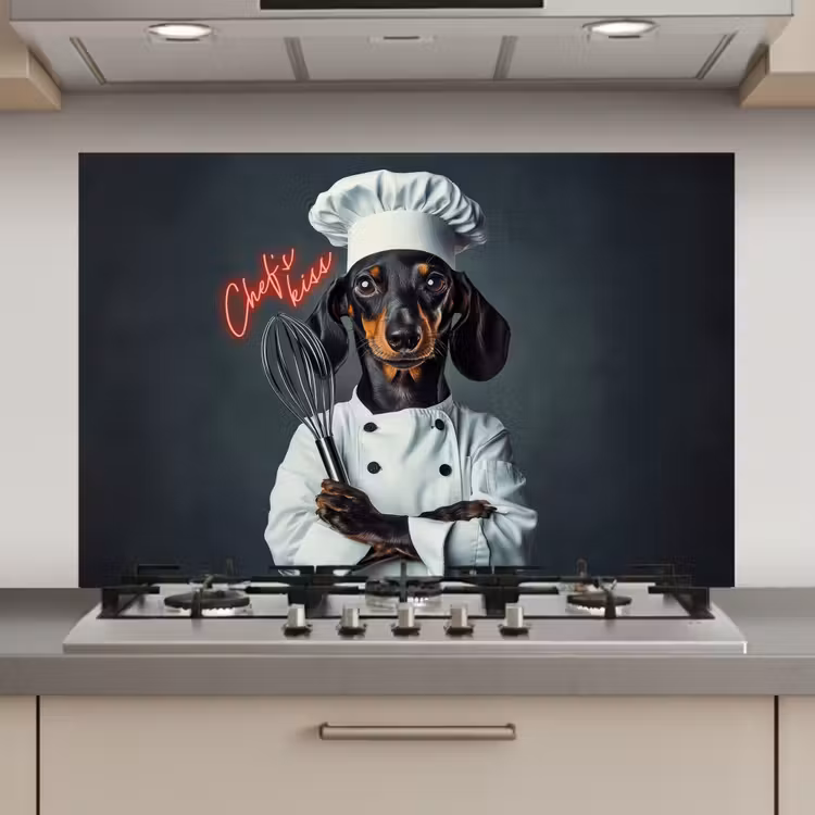 Quote - Neon - Hond - Kokskleding keuken achterwand spatscherm klein -3d_website