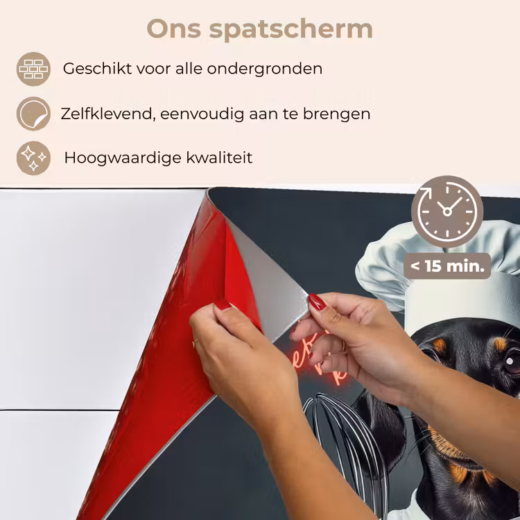 Quote - Neon - Hond - Kokskleding keuken achterwand spatscherm klein -spatscherm_NL