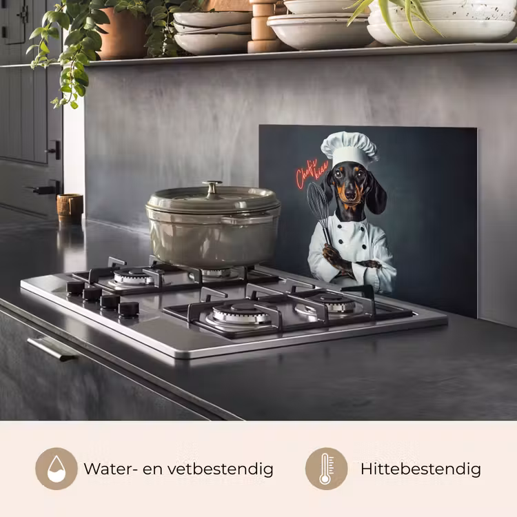 Quote - Neon - Hond - Kokskleding keuken achterwand spatscherm klein -usp_NL