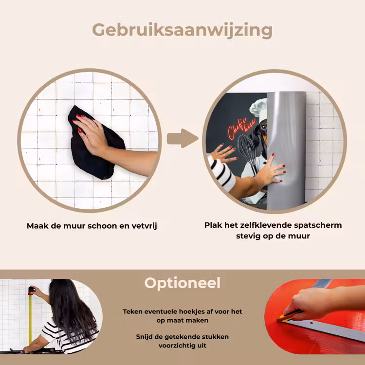 Quote - Neon - Hond - Kokskleding keuken achterwand spatscherm klein -gebruiksaanwijzing_NL