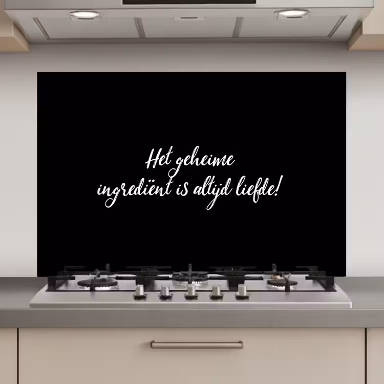 Quotes - Koken - Het geheime ingrediënt is altijd liefde! - Spreuken - Liefde keuken achterwand spatscherm klein -3d_website