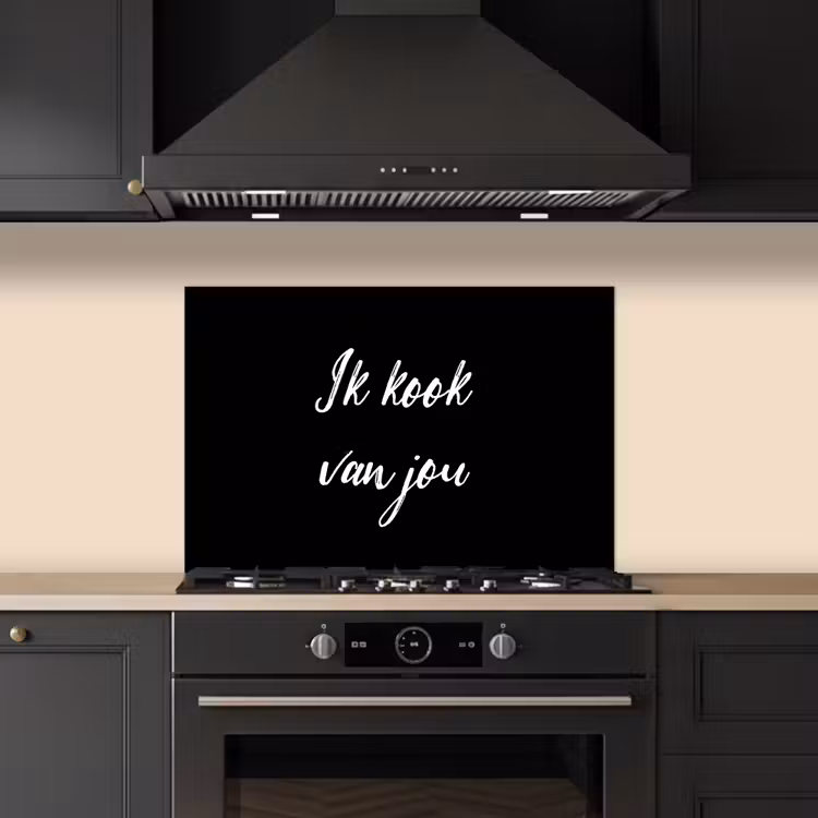 Quotes - Spreuken - Ik kook van jou - Liefde - Partner keuken achterwand spatscherm klein -sfeer1