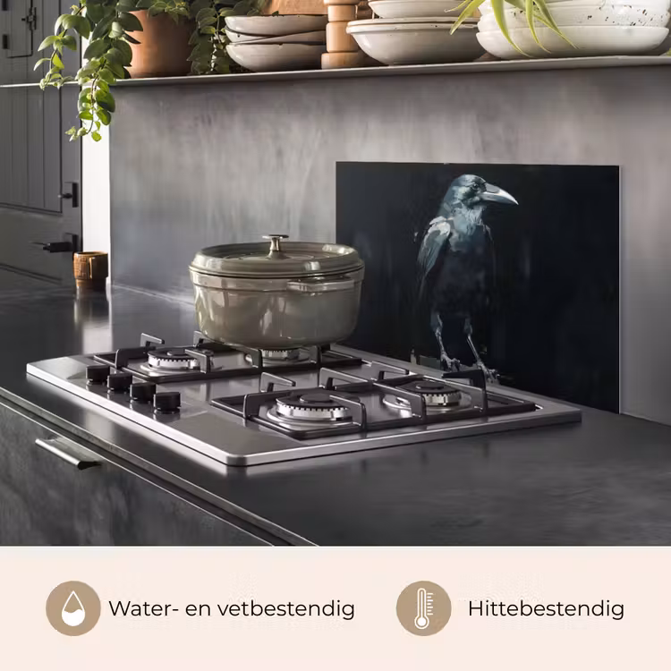 Raaf - Vogels - Zwart keuken achterwand spatscherm klein -usp_NL