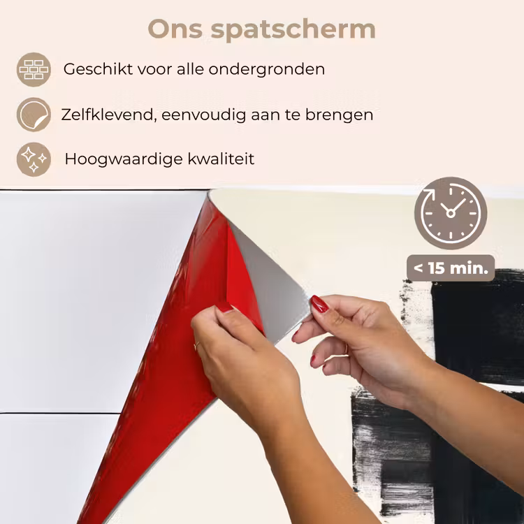 Rechthoeken - Penseelstreken - Abstract - Zwart keuken achterwand spatscherm klein -spatscherm_NL
