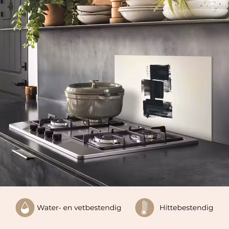 Rechthoeken - Penseelstreken - Abstract - Zwart keuken achterwand spatscherm klein -usp_NL