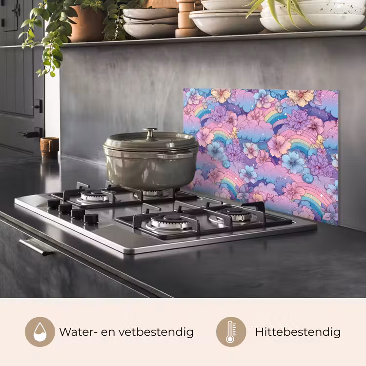 Regenbogen - Bloemen - Kleurrijk - Wolken keuken achterwand spatscherm klein -usp_NL
