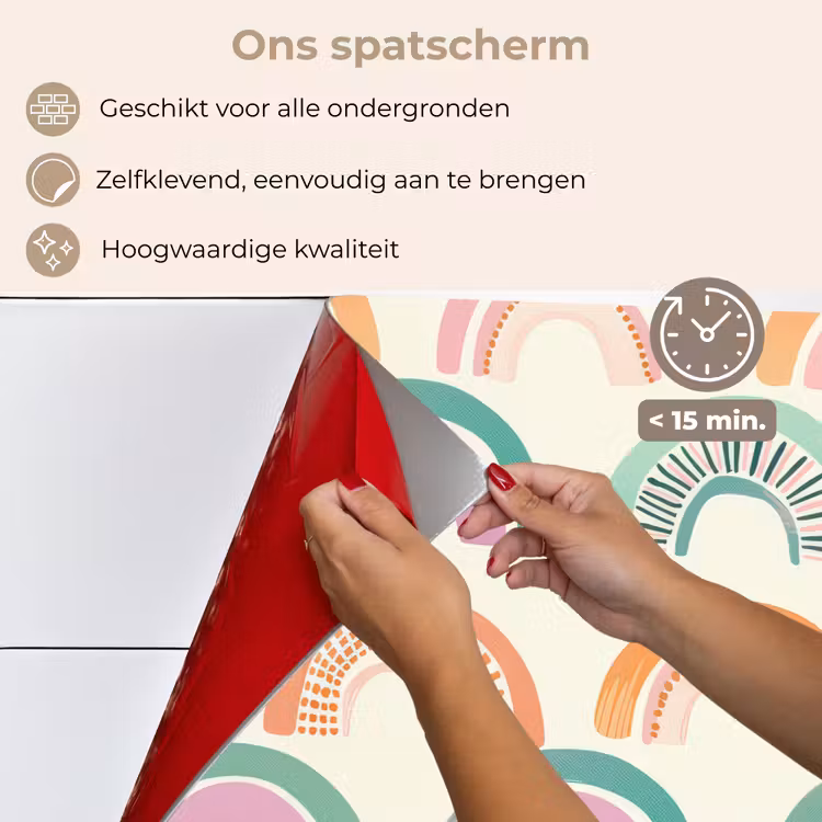 Regenboog - Pastel - Patroon keuken achterwand spatscherm klein -spatscherm_NL
