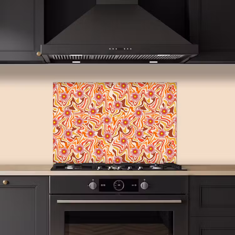 Retro - Bloemen - Patroon keuken achterwand spatscherm klein 900 -sfeer1