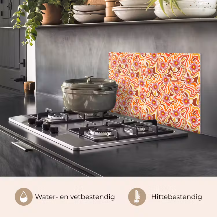 Retro - Bloemen - Patroon keuken achterwand spatscherm klein 900 -usp_NL