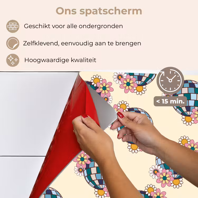 Retro - Disco - Bloemen - Discobal keuken achterwand spatscherm klein 900 -spatscherm_NL