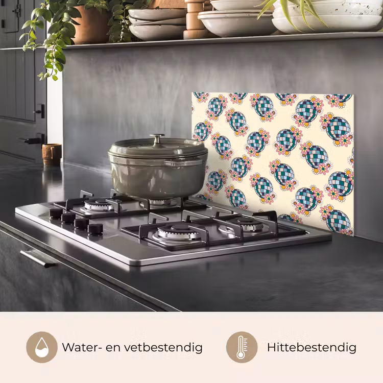 Retro - Disco - Bloemen - Discobal keuken achterwand spatscherm klein 900 -usp_NL
