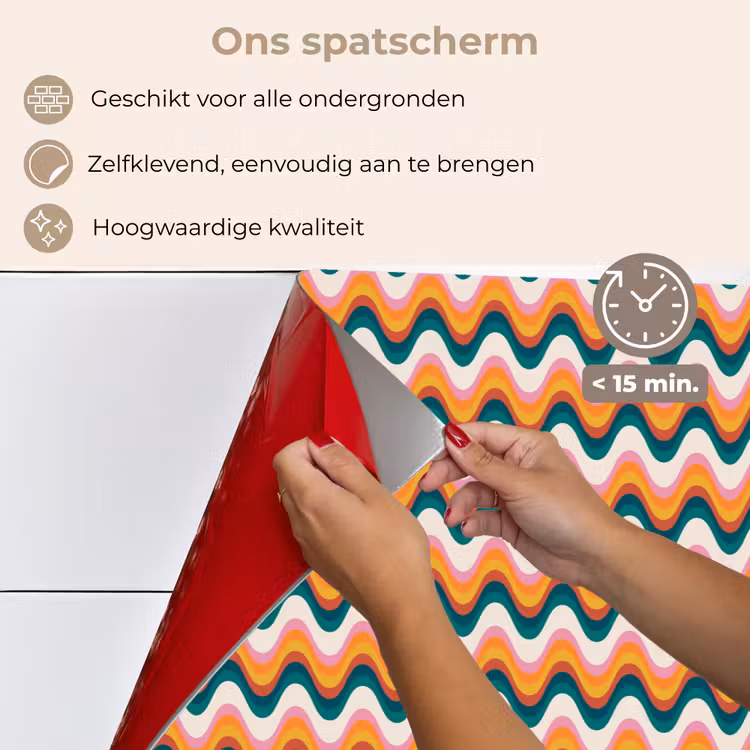 Retro - Disco - Golven - Kleur keuken achterwand spatscherm klein 900 -spatscherm_NL