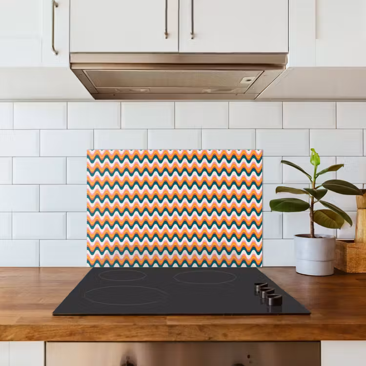 Retro - Disco - Golven - Kleur keuken achterwand spatscherm klein 900 -sfeer2