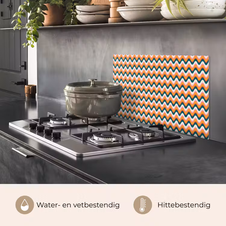 Retro - Disco - Golven - Kleur keuken achterwand spatscherm klein 900 -usp_NL