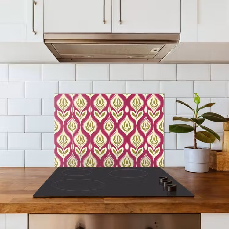 Retro - Floraal - Paars keuken achterwand spatscherm klein 900 -sfeer2