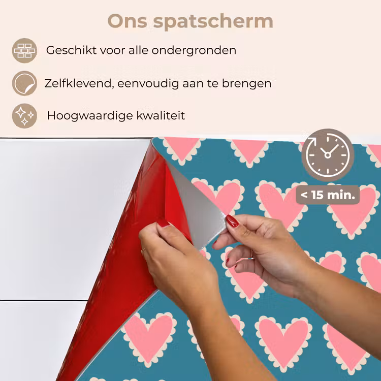 Retro - Hartjes - Patroon keuken achterwand spatscherm klein 900 -spatscherm_NL