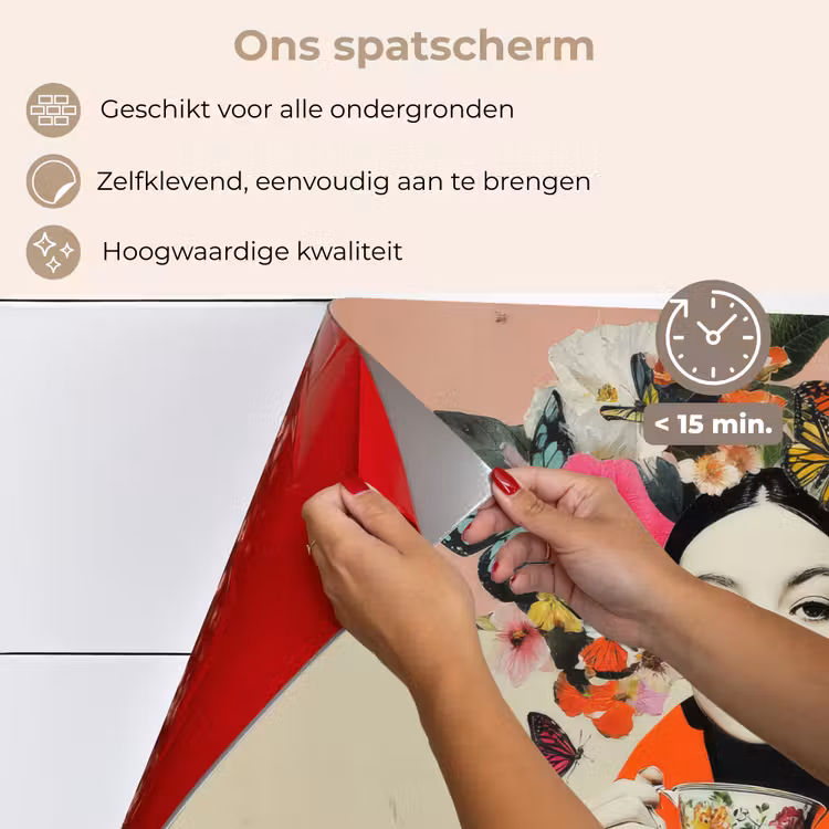 Retro - Vrouw - Kopje - Vlinders keuken achterwand spatscherm klein -spatscherm_NL