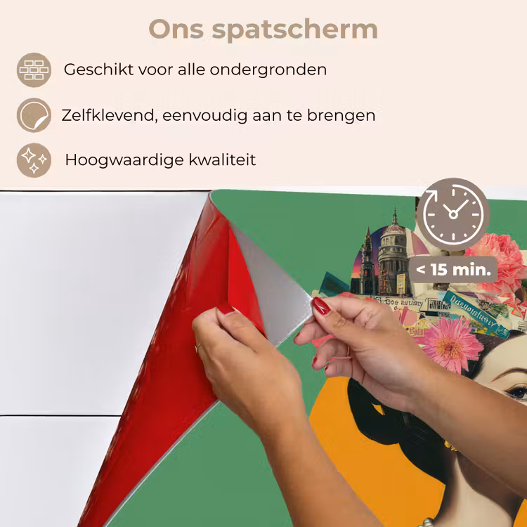 Retro - Vrouw - Stad - Zon keuken achterwand spatscherm klein -spatscherm_NL