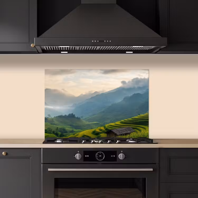 Rijstvelden - Bergen - Groen - Natuur keuken achterwand spatscherm klein -sfeer1