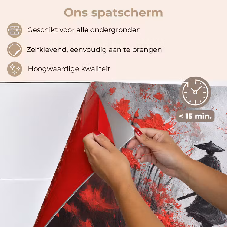 Rode bloemen - mistig - Man keuken achterwand spatscherm klein -spatscherm_NL