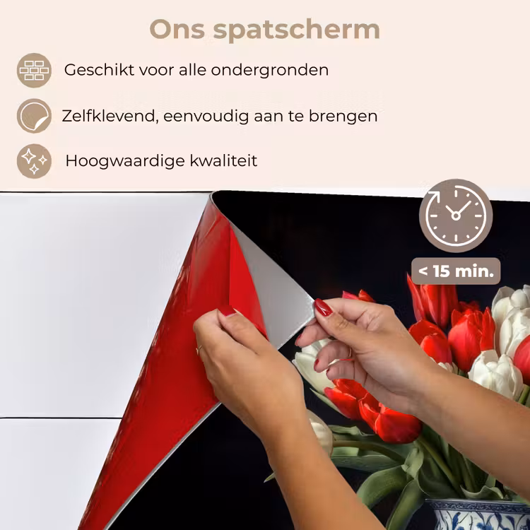 Rode - Bloemen - Tulpen - Vaas keuken achterwand spatscherm klein -spatscherm_NL
