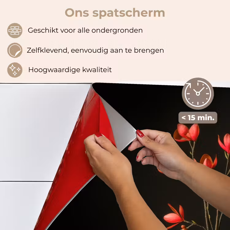 Rode - Bloemen - Vaas keuken achterwand spatscherm klein -spatscherm_NL