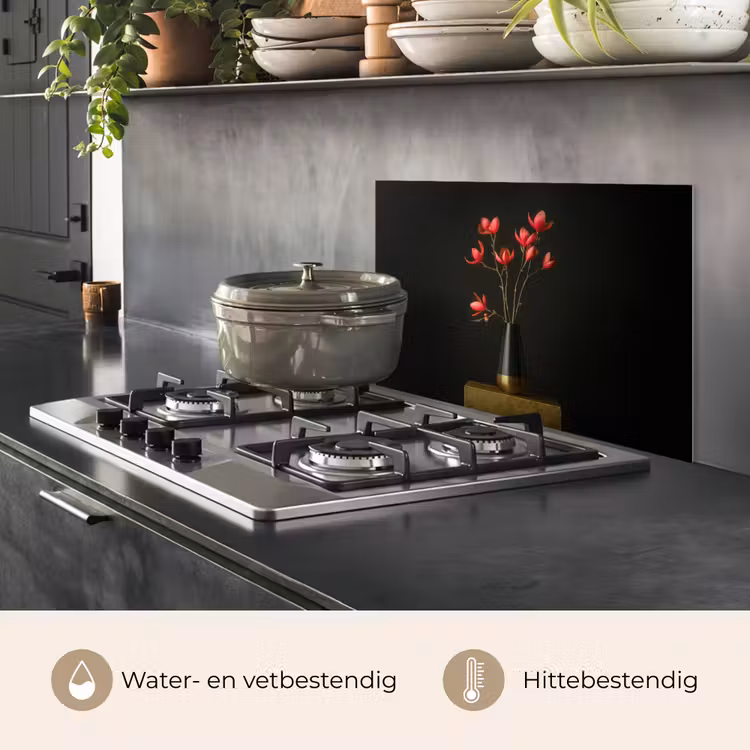 Rode - Bloemen - Vaas keuken achterwand spatscherm klein -usp_NL