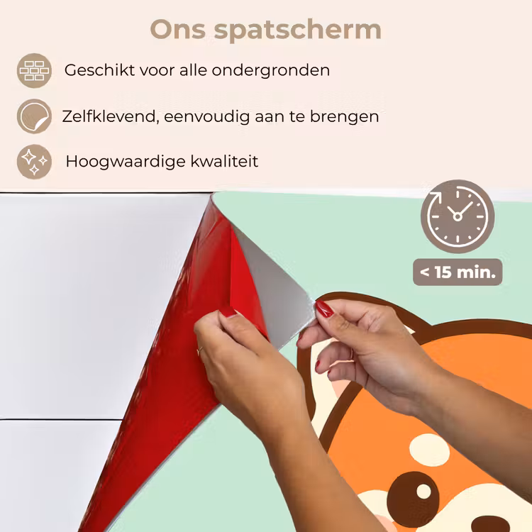 Rode panda - Groen - Cartoon keuken achterwand spatscherm klein -spatscherm_NL