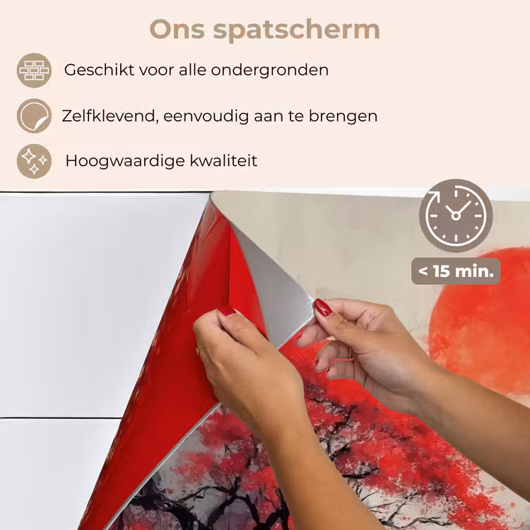 Rode zon - Rivier - brug - Bomen keuken achterwand spatscherm klein -spatscherm_NL