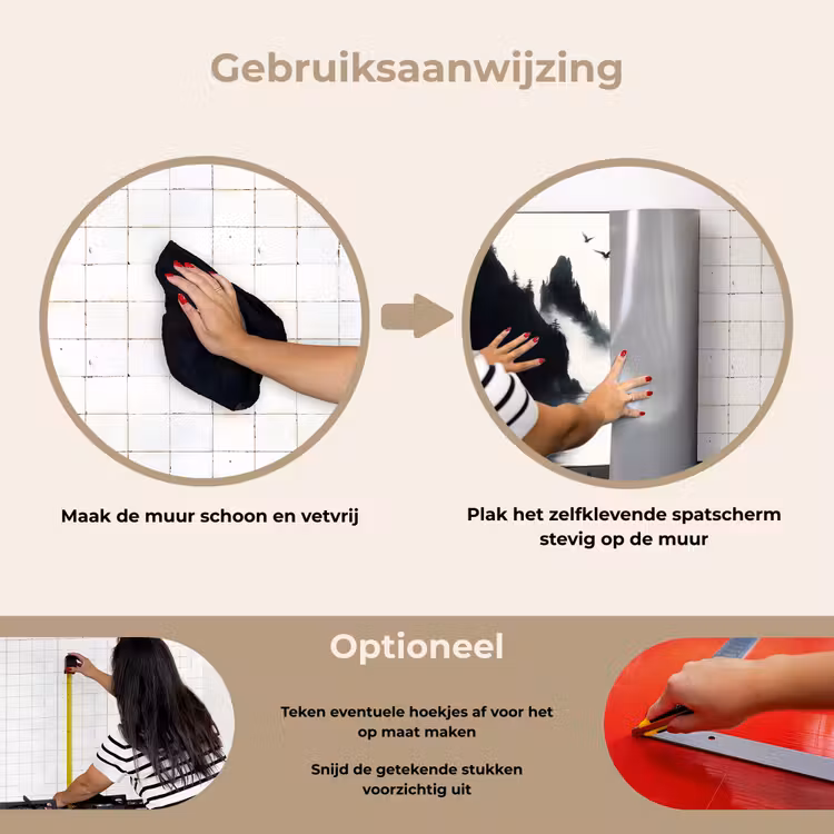 Roeiboot - Mistig - Bergen - Vogels keuken achterwand spatscherm klein -gebruiksaanwijzing_NL
