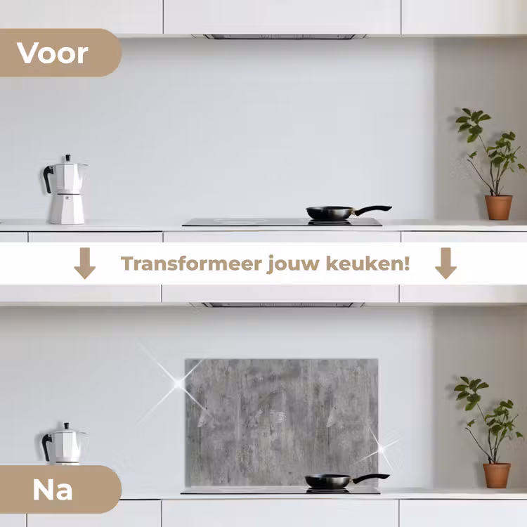 Roest - Beton - Patroon keuken achterwand spatscherm klein 900 -voor_na_NL