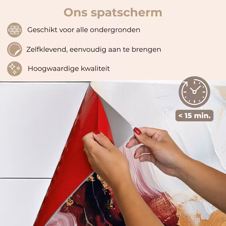 Rood - Abstract - Goud - Modern keuken achterwand spatscherm klein -spatscherm_NL