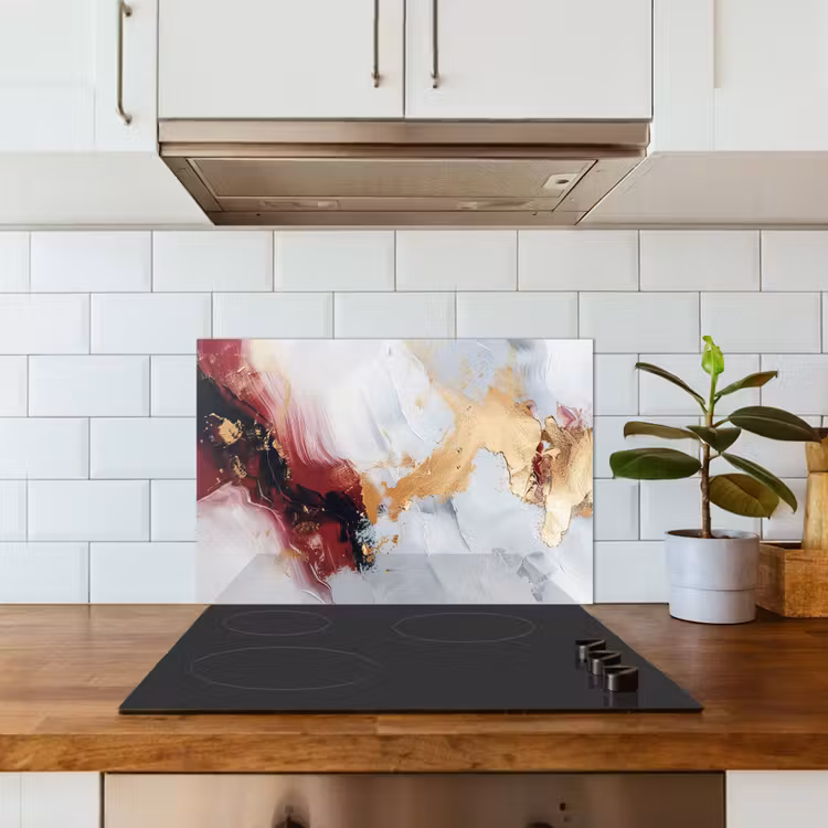 Rood - Abstract - Goud - Modern keuken achterwand spatscherm klein -sfeer2