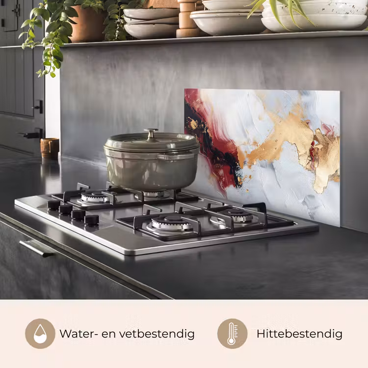 Rood - Abstract - Goud - Modern keuken achterwand spatscherm klein -usp_NL
