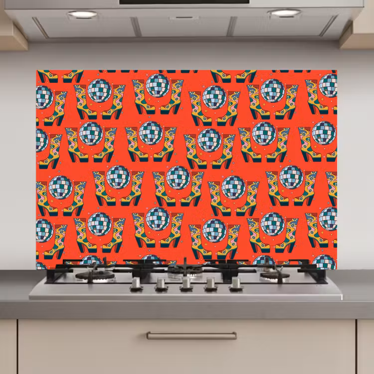 Rood - Disco - Patroon keuken achterwand spatscherm klein 900 -3d_website