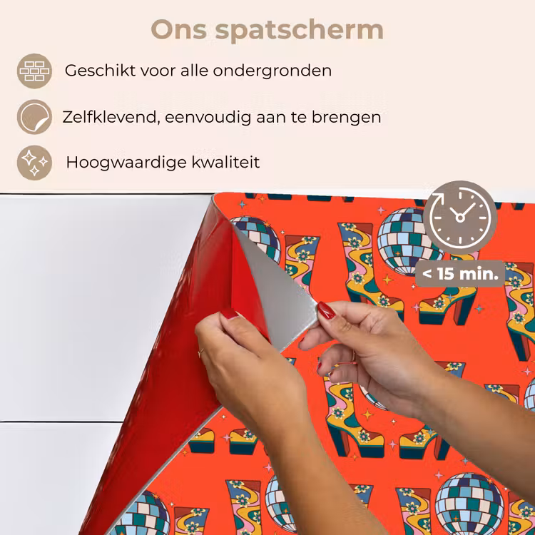 Rood - Disco - Patroon keuken achterwand spatscherm klein 900 -spatscherm_NL