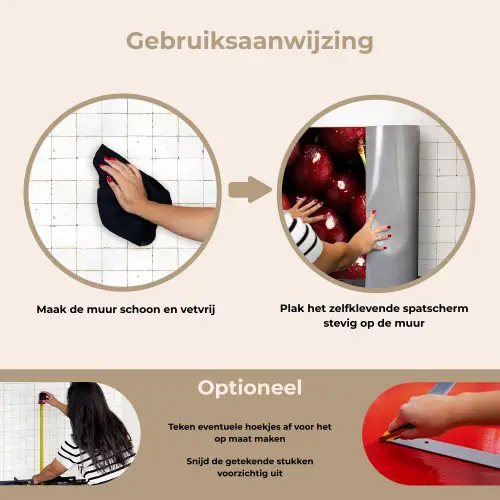 Rood - Fruit - Kersen keuken achterwand spatscherm klein -gebruiksaanwijzing_NL