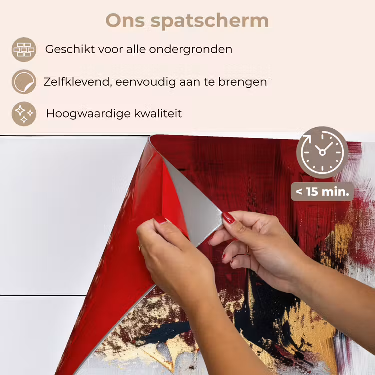 Rood - Marmer - Abstract - Goud - Modern keuken achterwand spatscherm klein -spatscherm_NL